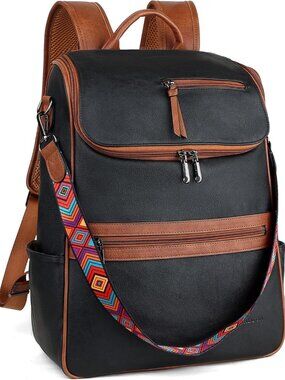 Laptop Backpack for Women, Vegan Leather 15.6 inch Computer bag